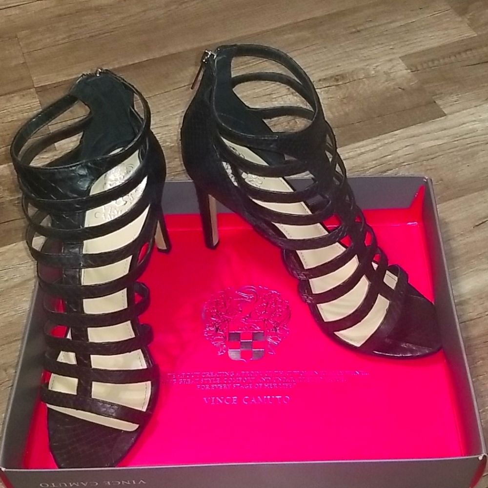 Vince Camuto black gladiator heels